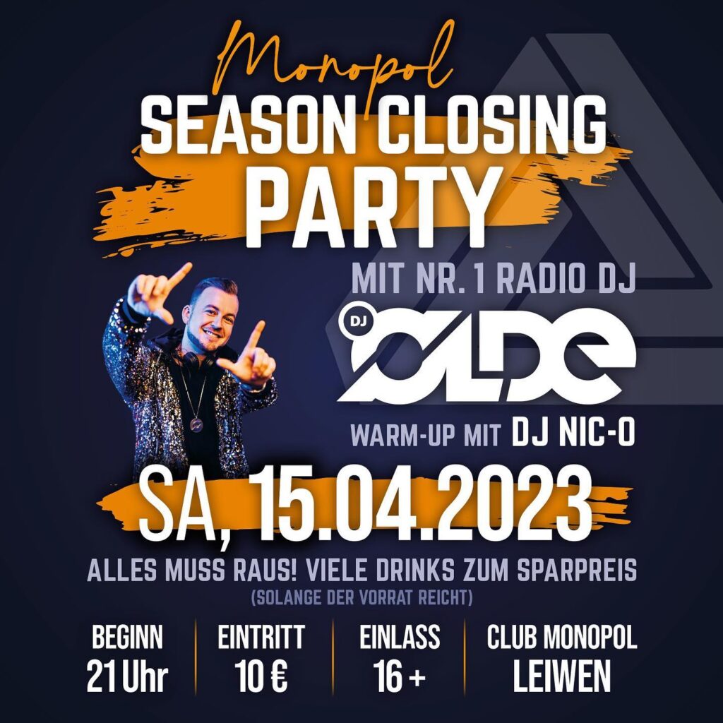 Season Closing Party im Club Monopol Leiwen